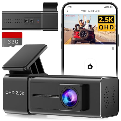 Dash Cam WiFi 2.5K 1440P Caméra de tableau de bord avant...