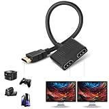 Divisor HDMI - Divisor HDMI 1 en 2 salidas - HDMI macho 1080P a HDMI dual hembra de 1 a 2 vías, para HDMI HD, LCD, TV, admite dos televisores al mismo tiempo Transmite video y audio simultáneamente