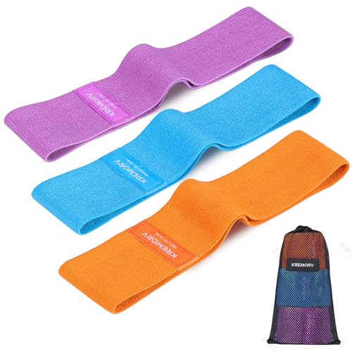 KREMORV Bandes de résistance aux hanches Bandes d'entraînement en tissu antidérapant Bandes de hanche pour le fitness Pilates et l'entraînement à domicile