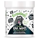 BUGALUGS Dog Ear Cleaner Dog Wipes 100 lingettes biodégradables texturées pré-trempées pour les oreilles de chien. La solution nettoyante pour oreilles de chien de lingettes pour animaux de compagnie arrête les tremblements de tête, les démangeaisons et les oreilles cireuses