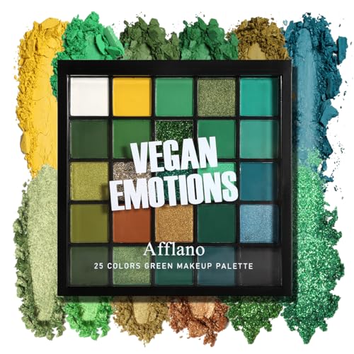 Paleta de sombras de ojos verdes, 25 colores mate brillante azul verde dorado multicromo paleta de sombras de ojos, paleta de maquillaje de ojos con purpurina colorida profesional altamente pigmentada para Navidad Día de San Patricio, larga duración