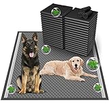 Boscute Almohadillas para cachorros de carbón súper absorbentes para control de olores, XL 28'x34', almohadillas para orinar para entrenamiento de mascotas a prueba de fugas con cinta adhesiva, almohadillas desechables para orinal para perros y gatos