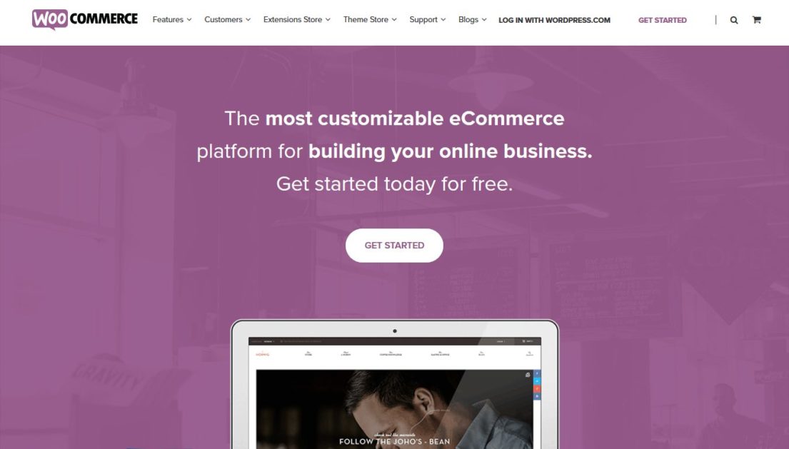 Page d'accueil WooCommerce