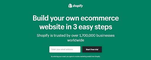 Página de inicio de Shopify