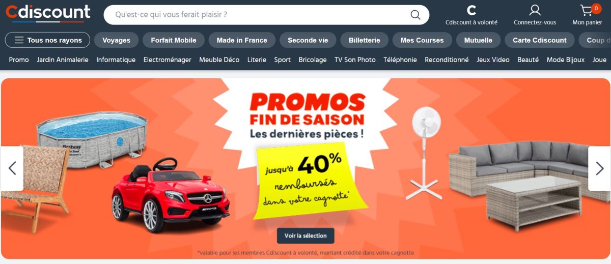 page d'accueil de cdiscount