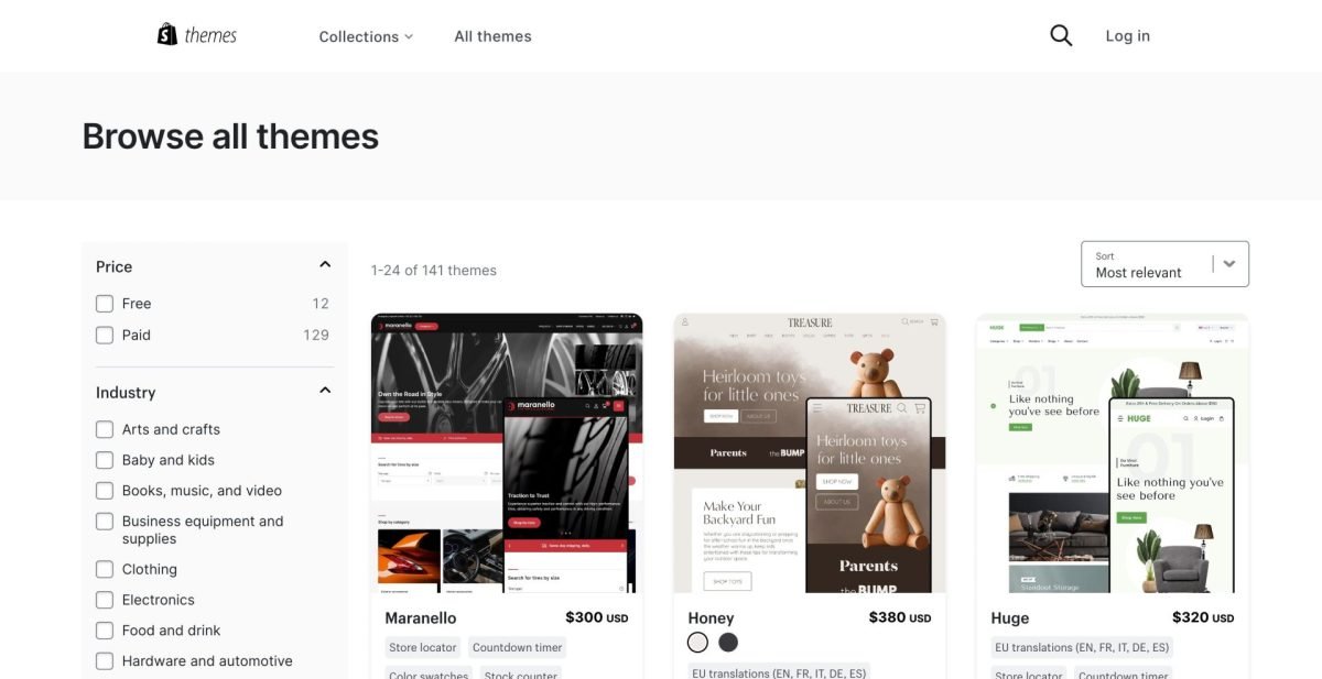 Shopify theme store