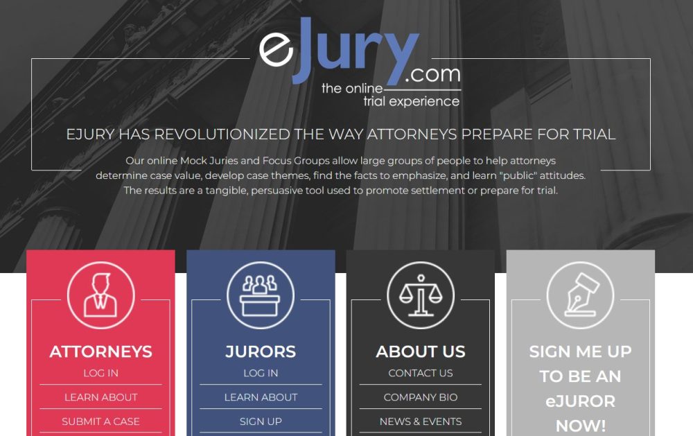 Page d'accueil du jury en ligne