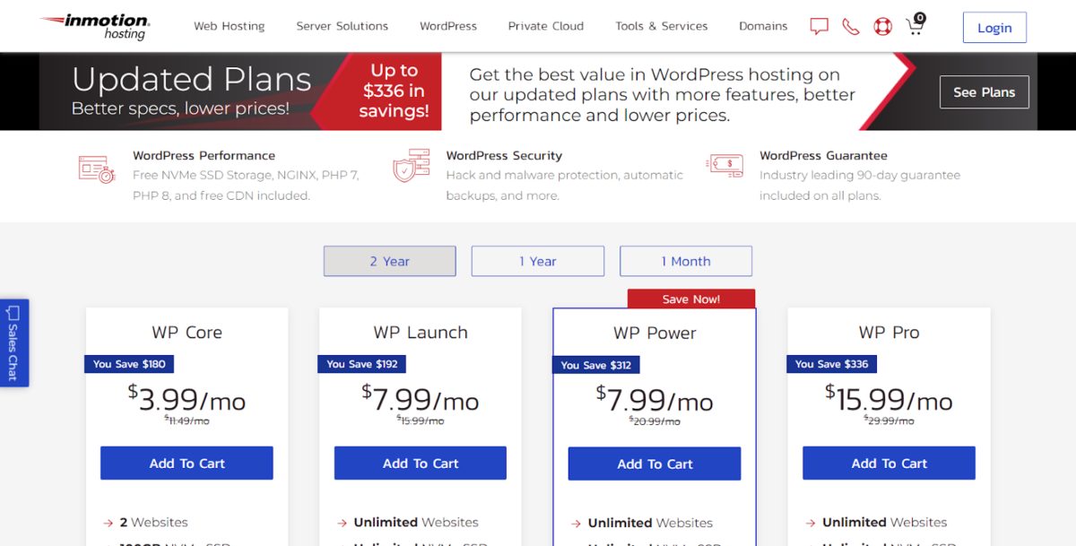 Precios de alojamiento InMotion