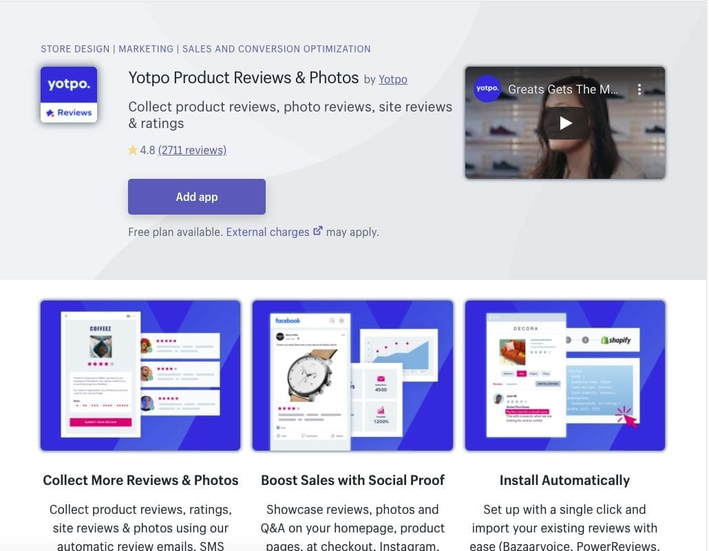 Application Yotpo Shopify