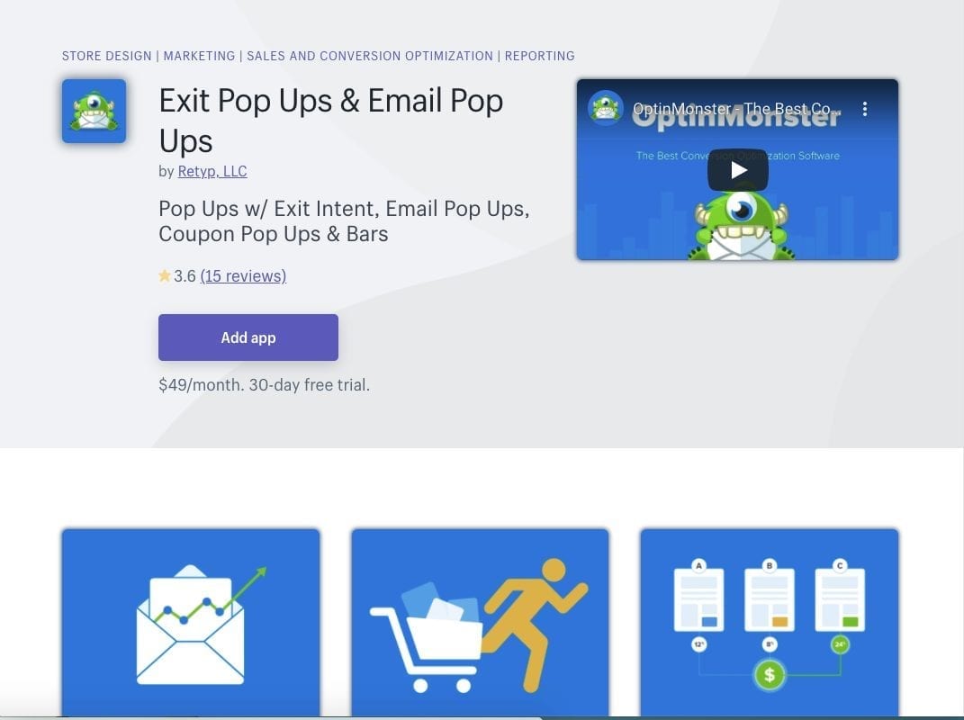 Application OptinMonster Shopify