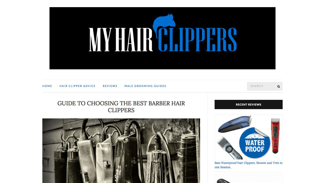 Page d'accueil similaire au blog de My Hair Clippers