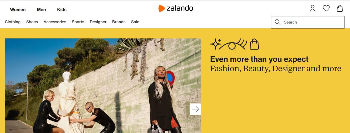 página de inicio de zalando