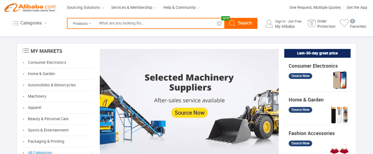 Alibaba Homepage