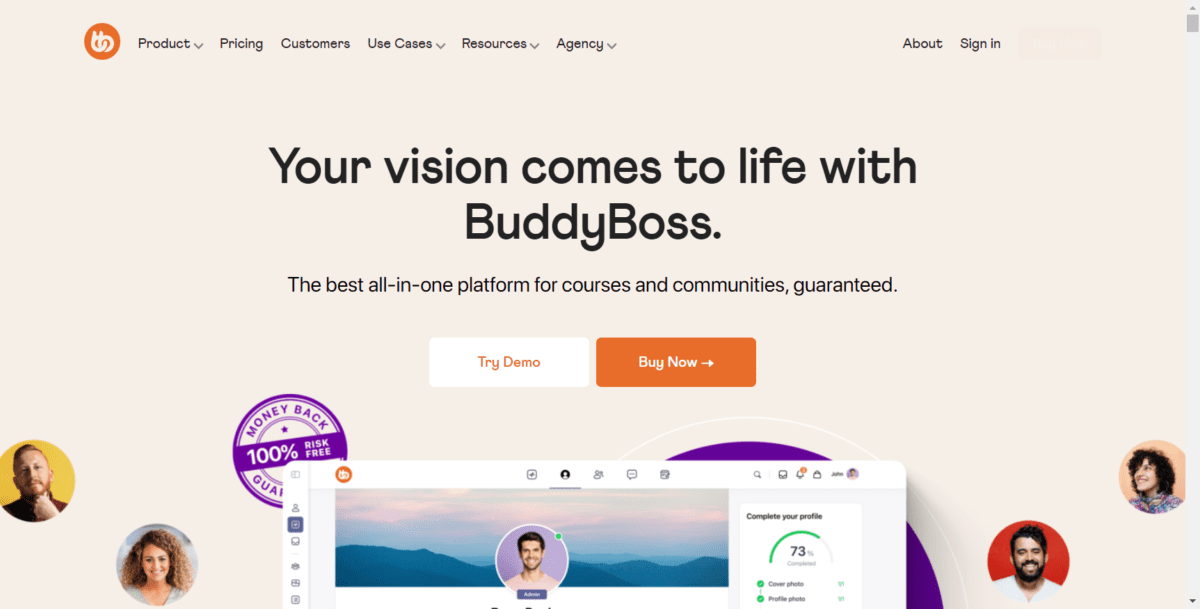 Página de inicio de BuddyBoss