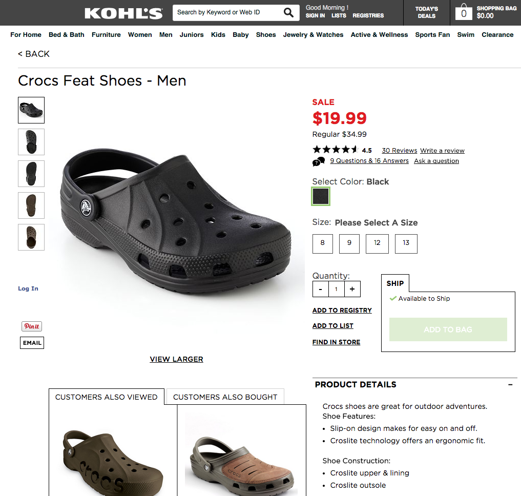 Crocs Feat Zapatos Hombres