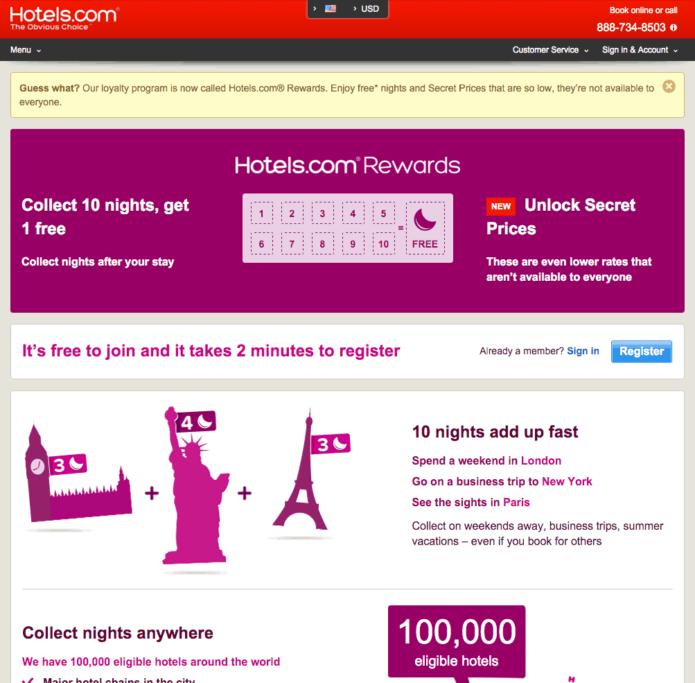 Programme de récompenses Hotels.com Punch