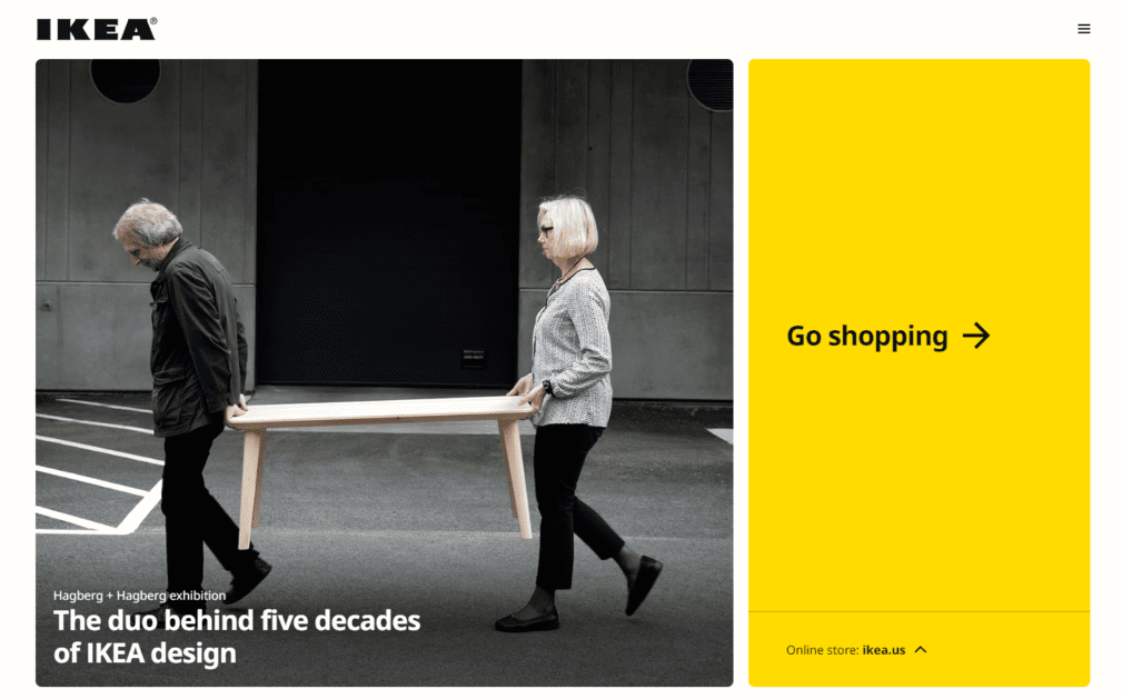 Aperçu du site Web d'IKEA