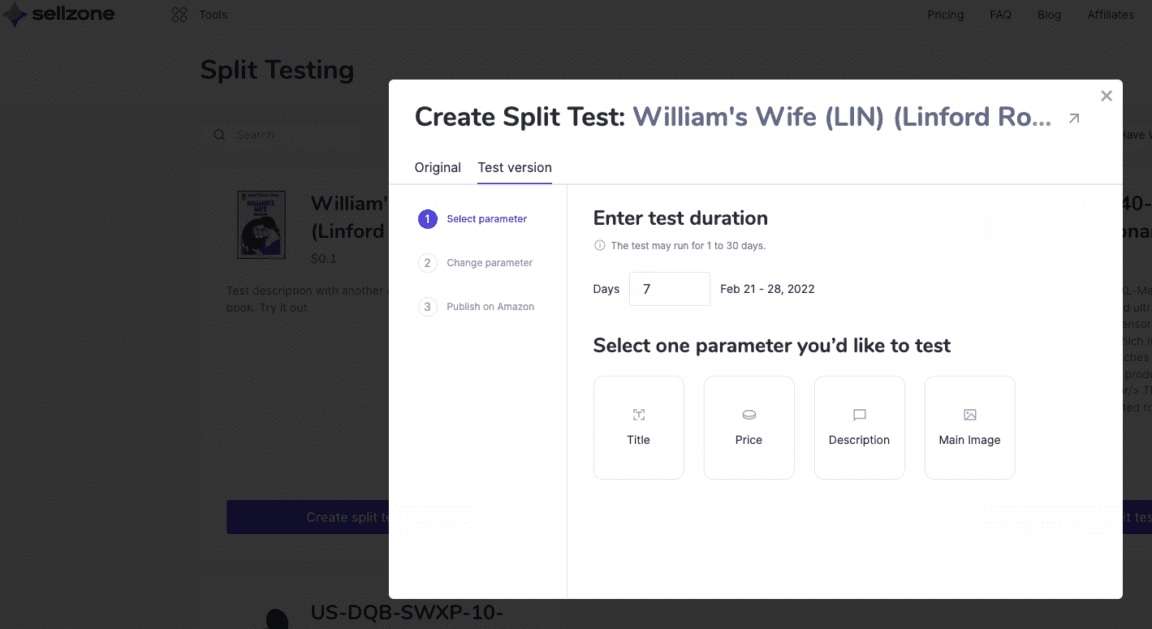 Durée du test fractionné Sellzone