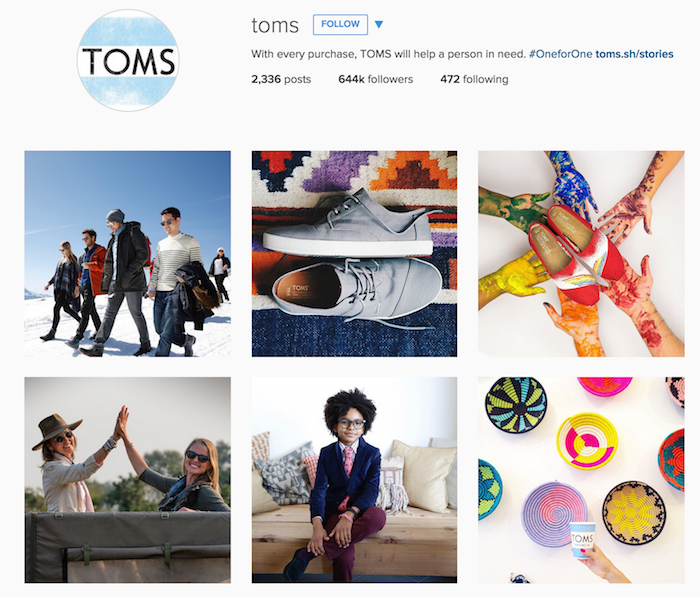 page instagram de toms