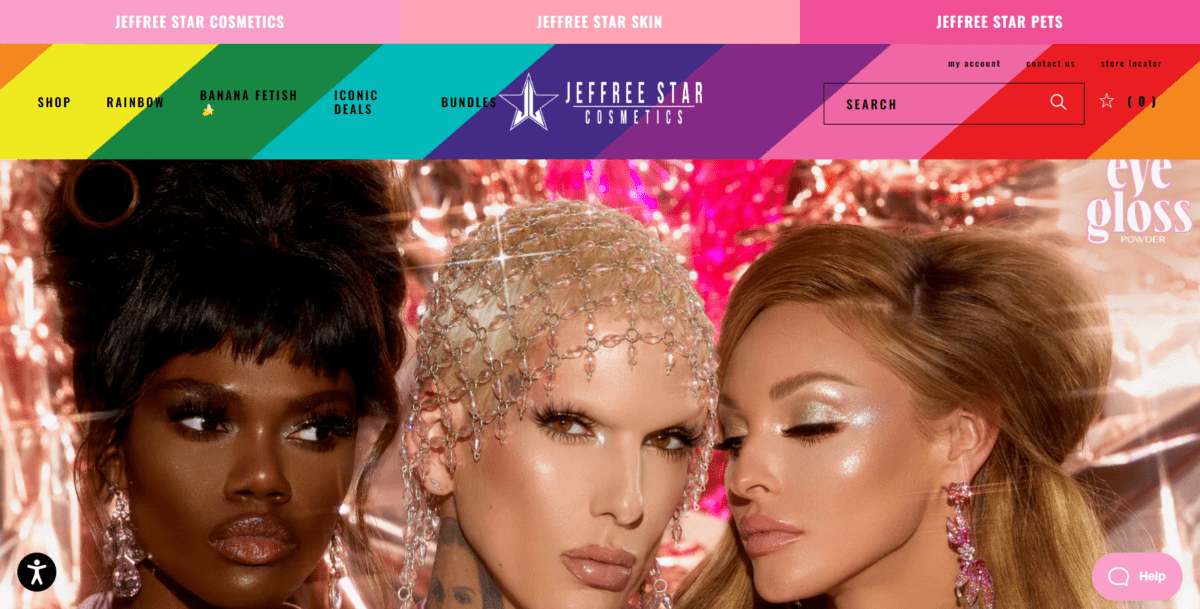 Page d'accueil de Jeffree Star Cosmetics