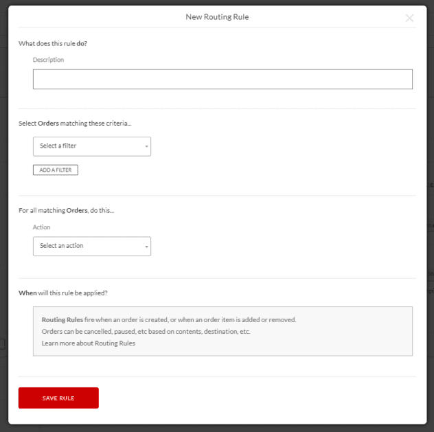 Copie de l'application Nouvelle règle de routage