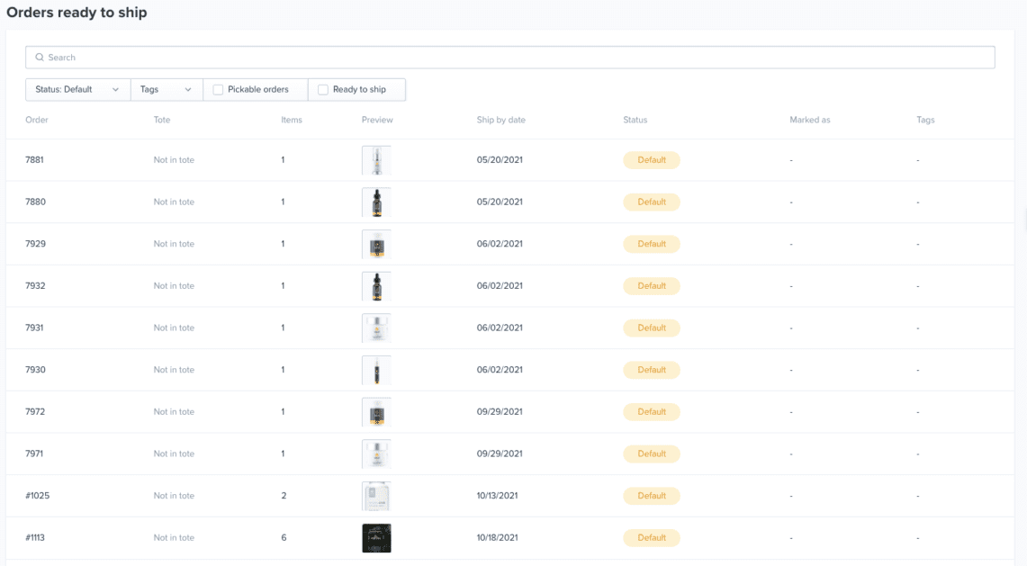 Commandes simplifiées prêtes à expédier