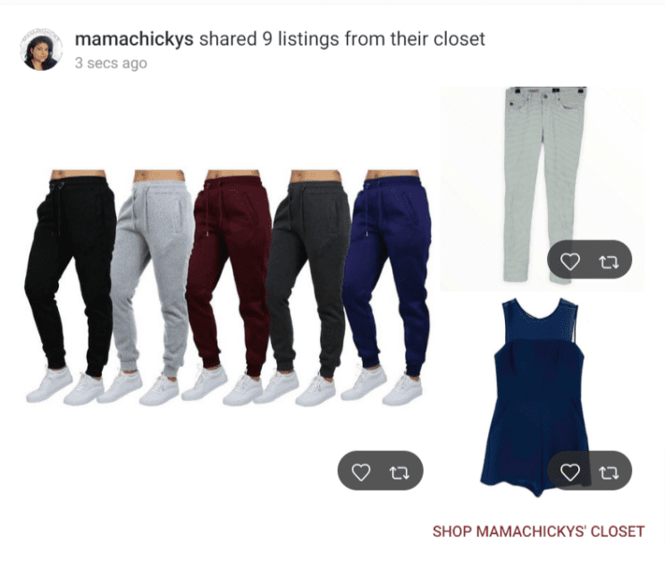 Poshmark Share Listings à alimenter pour plus de visibilité