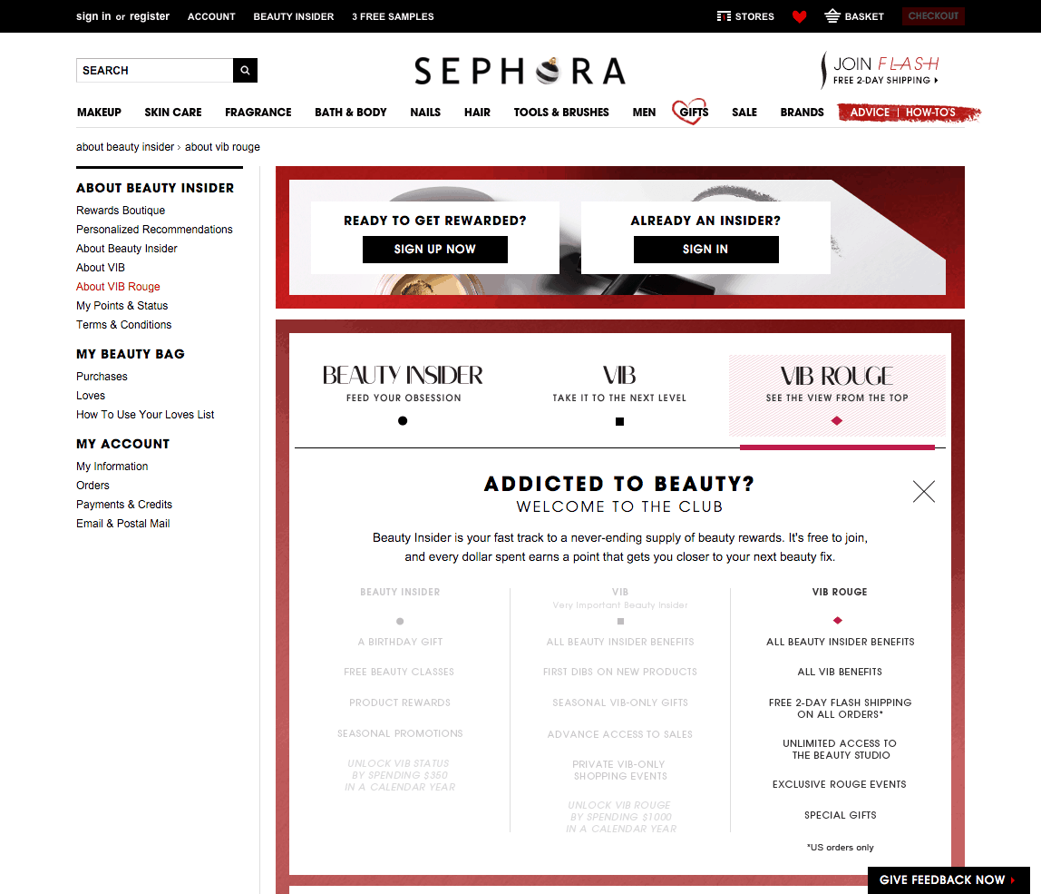 Programa escalonado Sephora-VIB Rouge