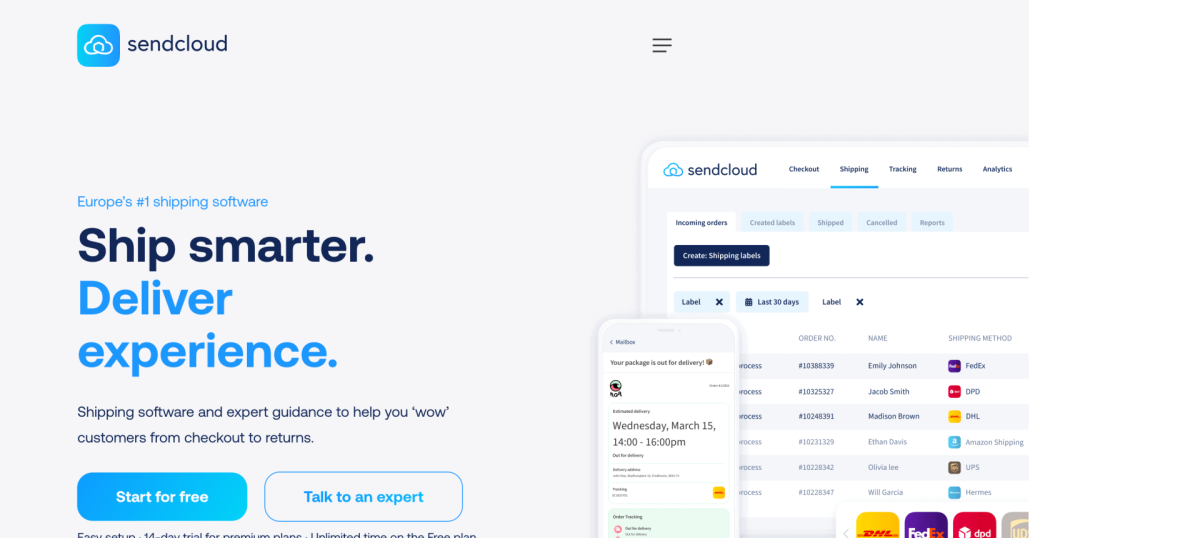 Logiciel d'expédition pour les entreprises de commerce électronique Sendcloud