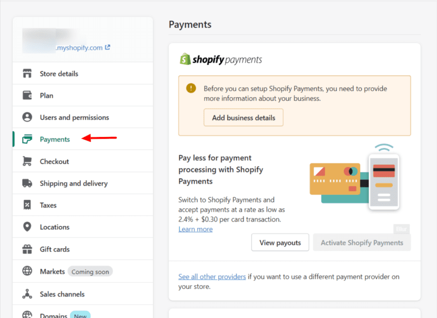 configurar pagos de shopify