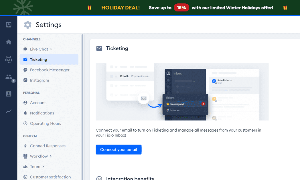 Configuración del sistema de emisión de boletos de Tidio