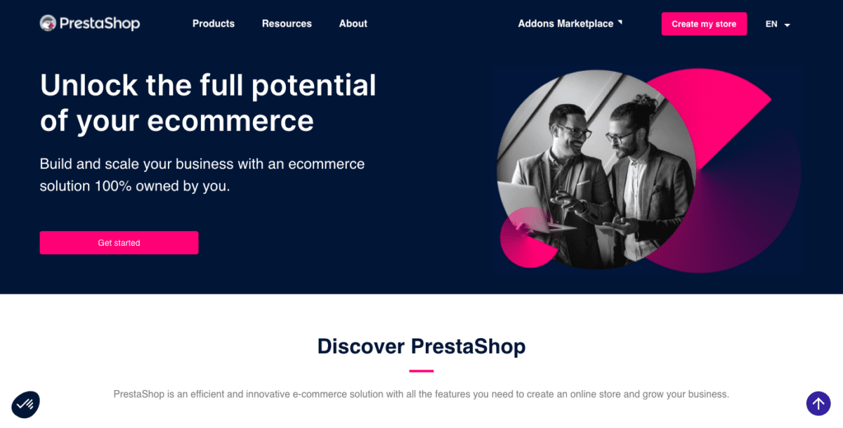 Página de inicio de Prestashop